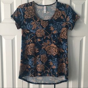 LuLaRoe Classic-T Blue/Tan Top size XS